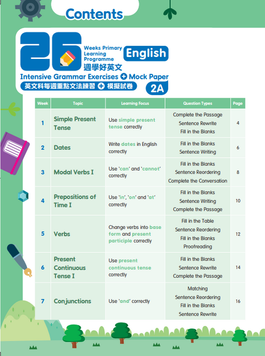 26週學好英文 每週重點文法練習及模擬試卷 2A