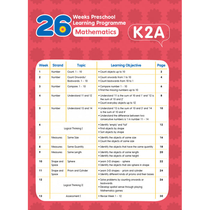 26 週學前教育系列 Mathematics K2A