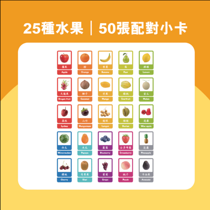 Curios®️中英文雙語水果配對卡Matching Flashcard - Fruit