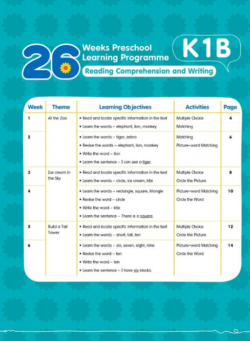 26週學前教育系列 - 幼兒英語 - 閱讀理解及寫作 K1B