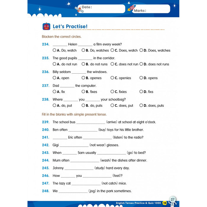 English Tenses Practice & Quiz 1000  1B