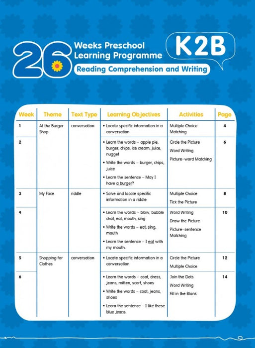 26週學前教育系列 - 幼兒英語 - 閱讀理解及寫作 K2B