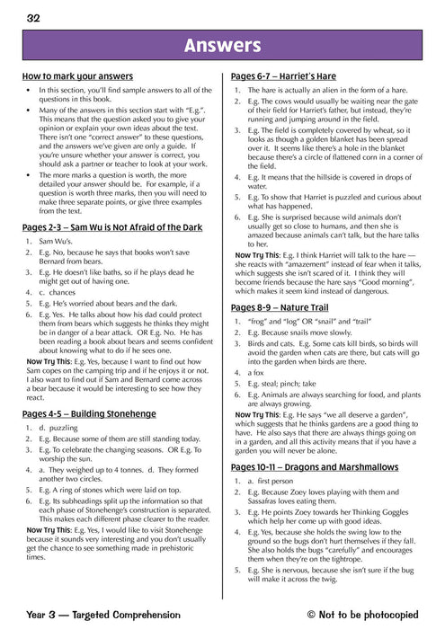 KS2 English Year 3 Reading Comprehension Targeted Question Book - Book 1 (with Answers)