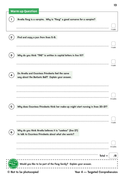 KS2 English Year 4 Reading Comprehension Targeted Question Book - Book 1 (with Answers)