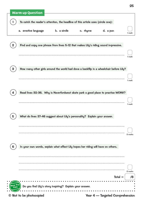 KS2 English Year 4 Reading Comprehension Targeted Question Book - Book 2 (with Answers)