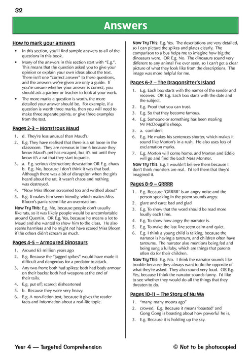 KS2 English Year 4 Reading Comprehension Targeted Question Book - Book 2 (with Answers)