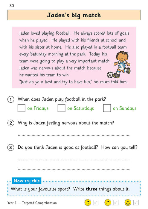 KS1 English Year 1 Reading Comprehension Targeted Question Book - Book 2 (with Answers)