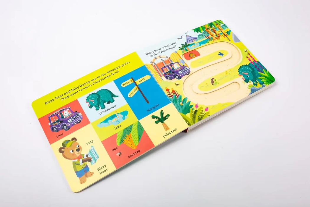 Bizzy Bear Find and Follow: At the Dinosaur Park : with 4 sliding counters