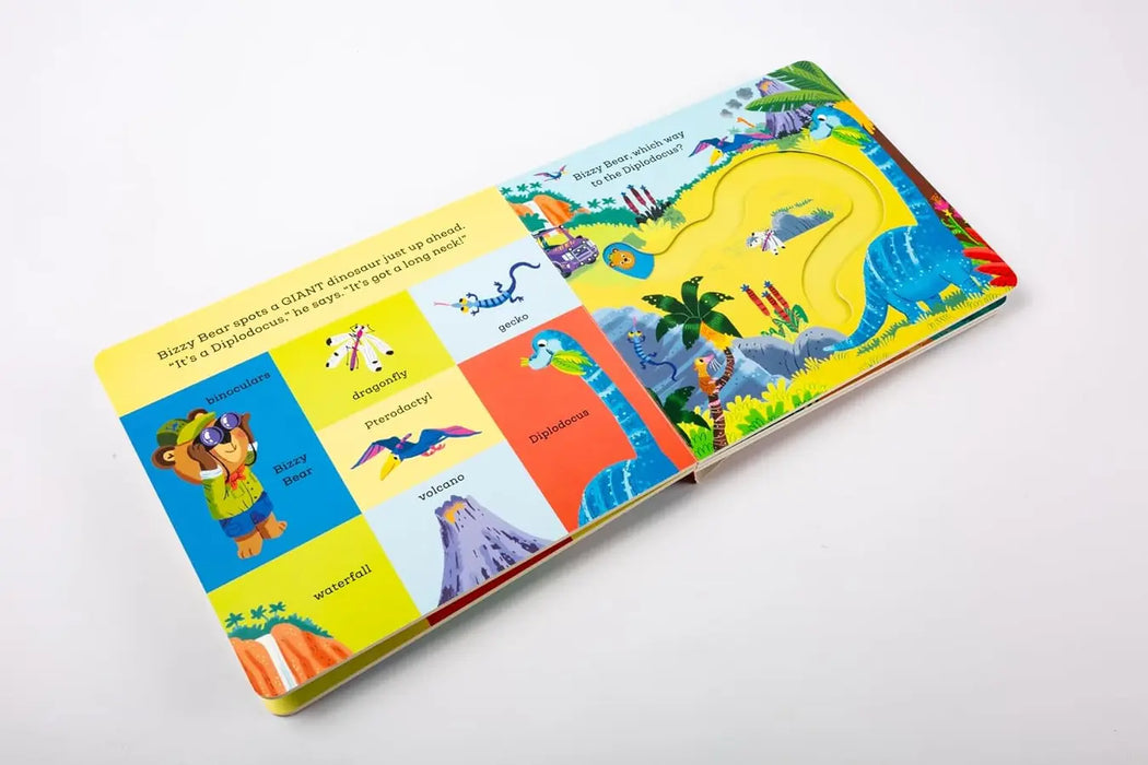 Bizzy Bear Find and Follow: At the Dinosaur Park : with 4 sliding counters