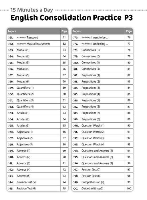 15 Minutes a Day: English Consolidation Practice P3
