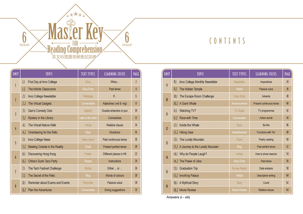 Master Key For Reading Comprehension P6