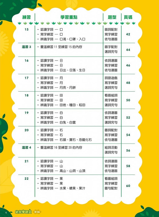 幼兒學語文:識字、寫字、詞語學習及寫作訓練 K1A