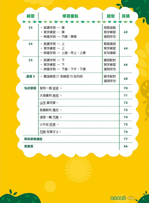 幼兒學語文:識字、寫字、詞語學習及寫作訓練 K1A