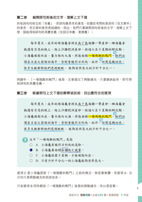 閱讀理解必做 200 題 + 解題策略5年級