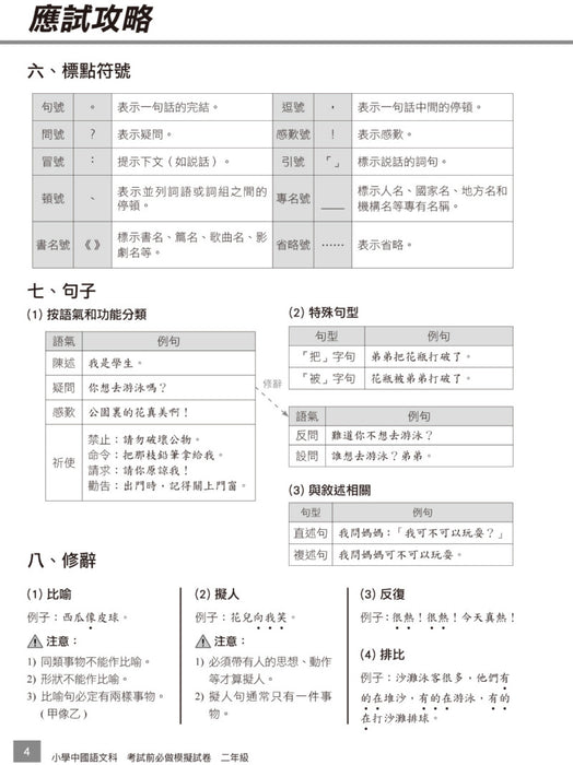 小學中文科考試前必做模擬試卷 2年級