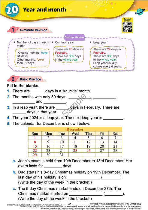 Prime Weekly Maths Exercises 2A