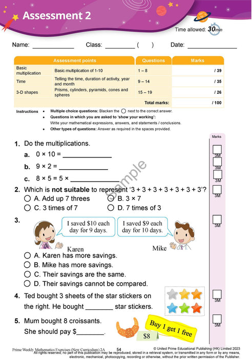 Prime Weekly Maths Exercises 2A