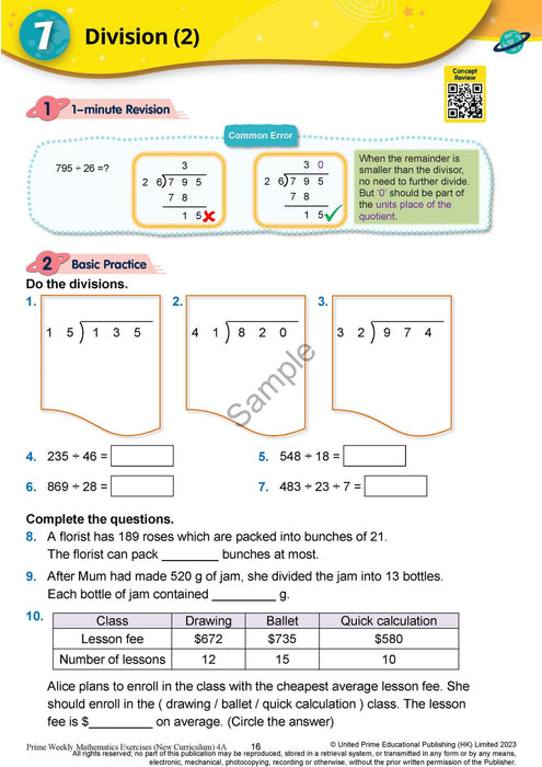 Prime Weekly Maths Exercises 4A