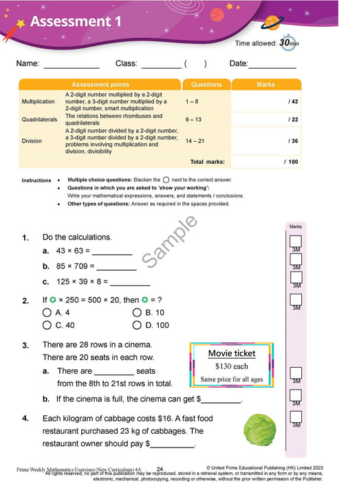 Prime Weekly Maths Exercises 4A