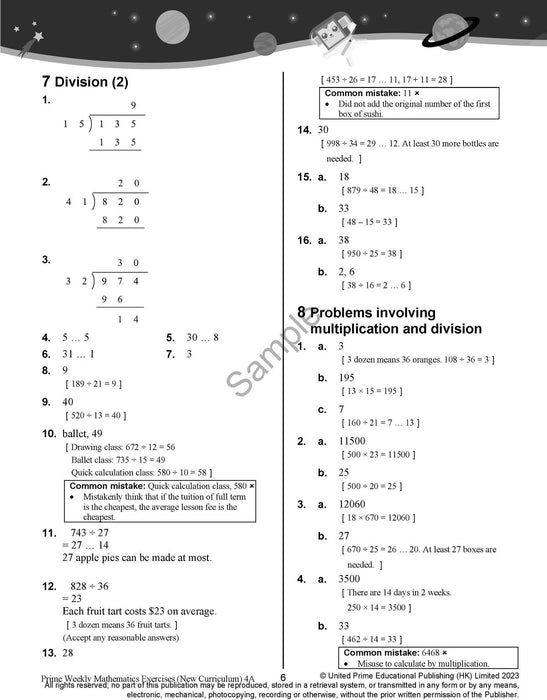 Prime Weekly Maths Exercises 4A