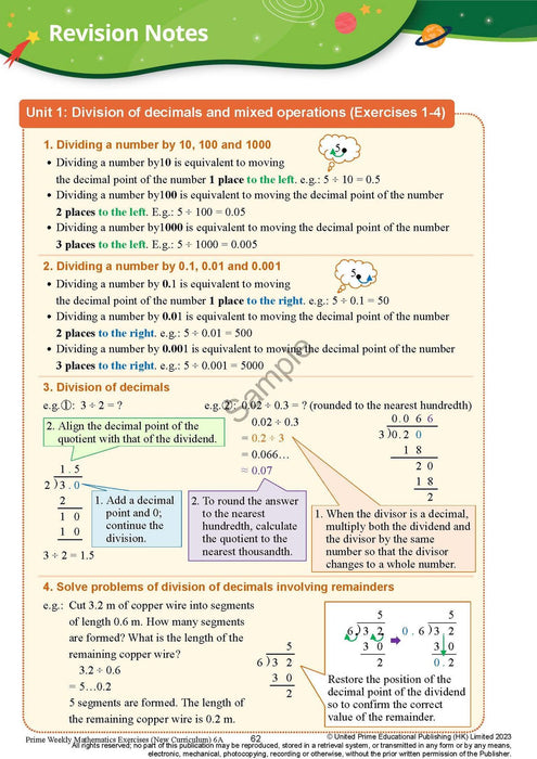 Prime Weekly Maths Exercises 6A