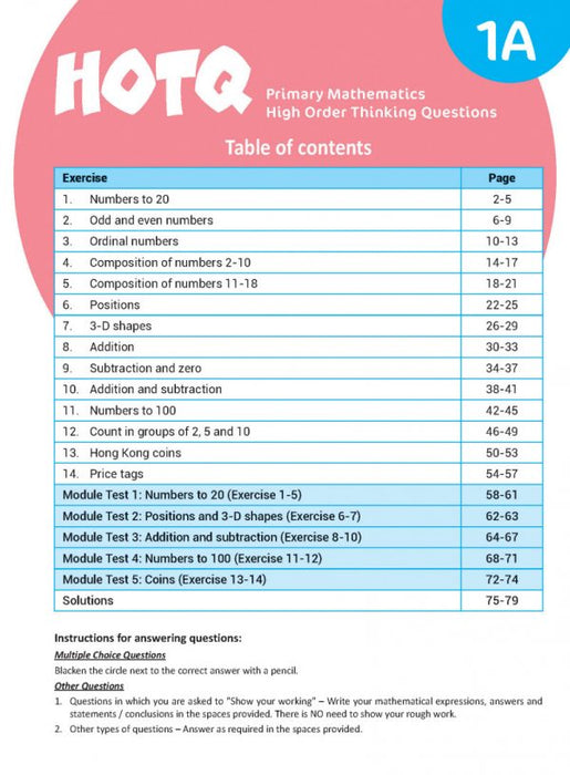 HOTQ Primary Mathematics High Order Thinking Questions 1A