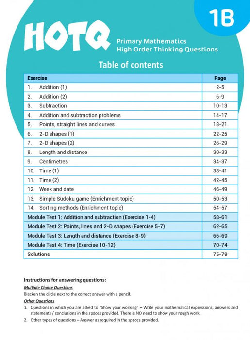 HOTQ Primary Mathematics High Order Thinking Questions 1B