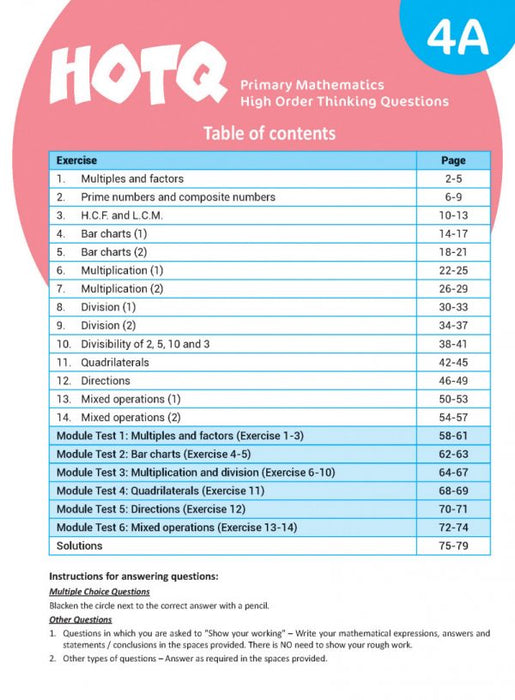 HOTQ Primary Mathematics High Order Thinking Questions 4A