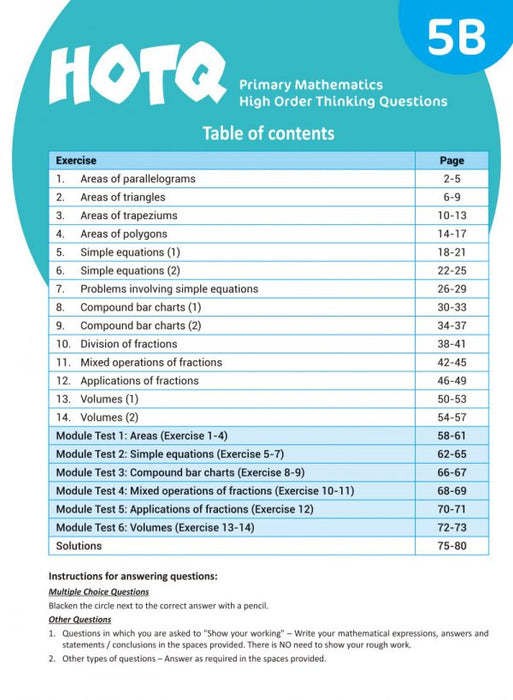 HOTQ Primary Mathematics High Order Thinking Questions 5B