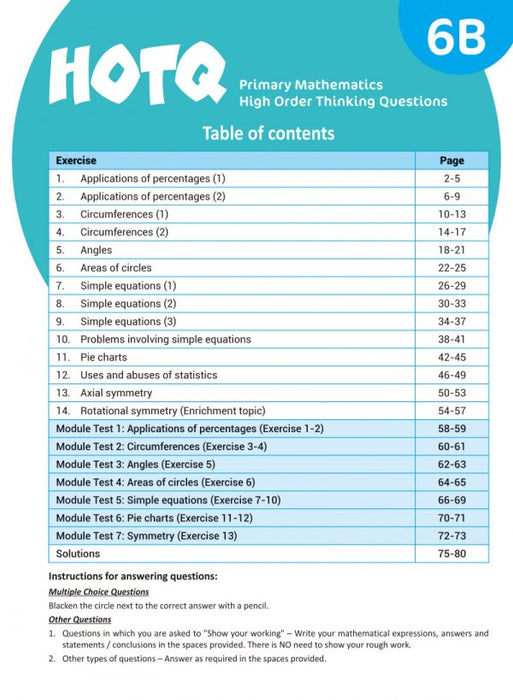 HOTQ Primary Mathematics High Order Thinking Questions 6B