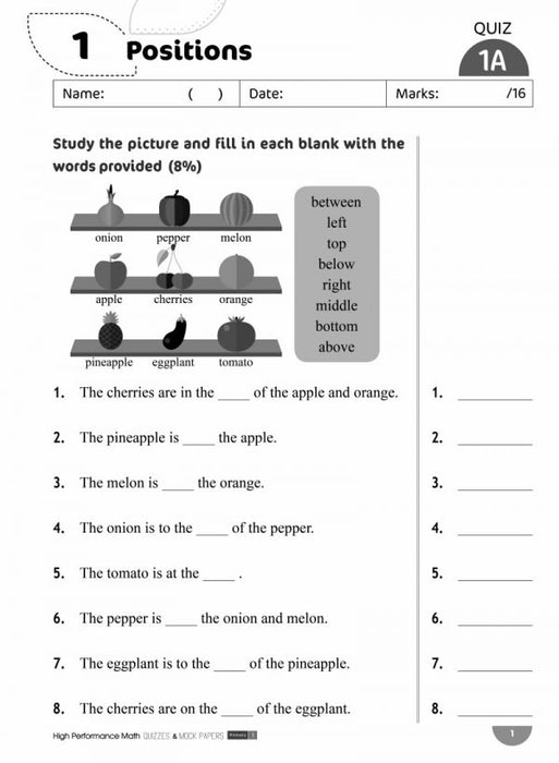 High Performance Math Quizzes and Mock Papers Primary 1