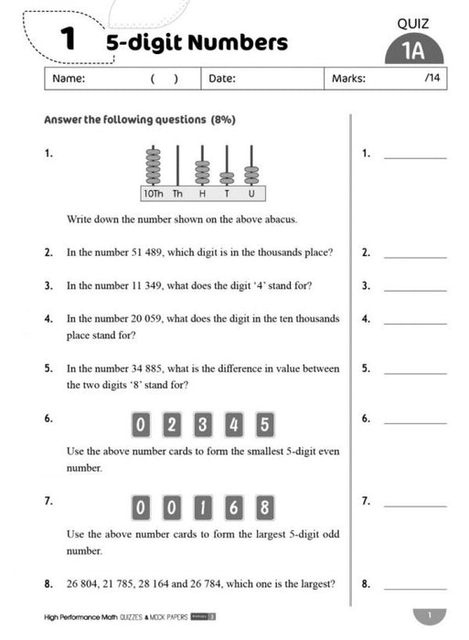 High Performance Math Quizzes and Mock Primary 1-6