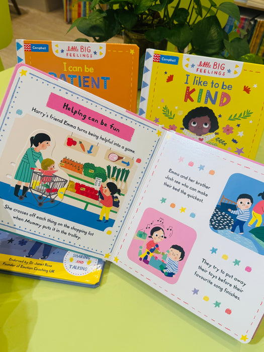 Little Big Feelings 4 Books Set A（Patient, Kind, Worried, Helpful）❣️Christmas deal! Buy both set A+B GET 'Hello Santa' + 'Ten Christmas Buttoms'