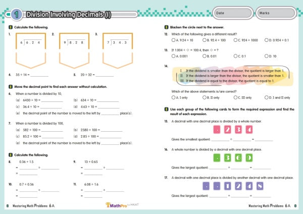 MathPro for HKAT Mastering Math Problems 6A