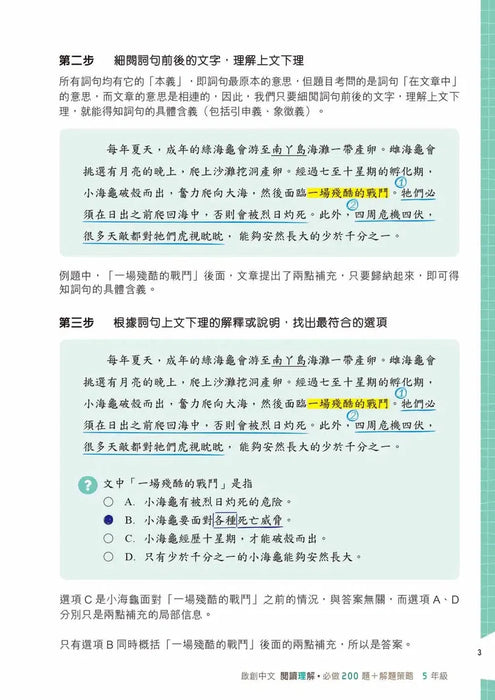 啟創中文 – 閱讀理解必做200題+解題策略