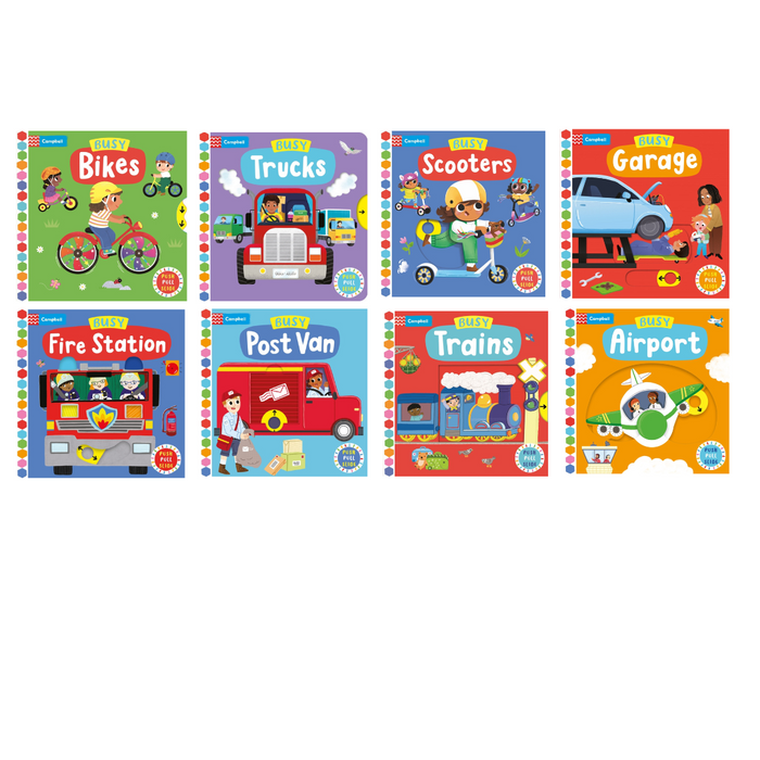 Campbell Busy Vehicles Set (8 Books with QR Code)