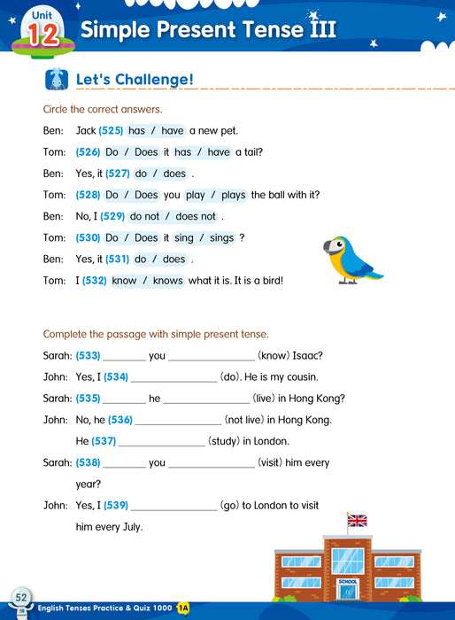 English Tenses Practice & Quiz 1000  1A