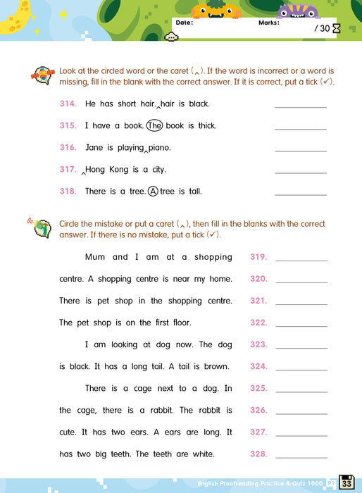 English Proofreading Practice & Quiz 1000  P1
