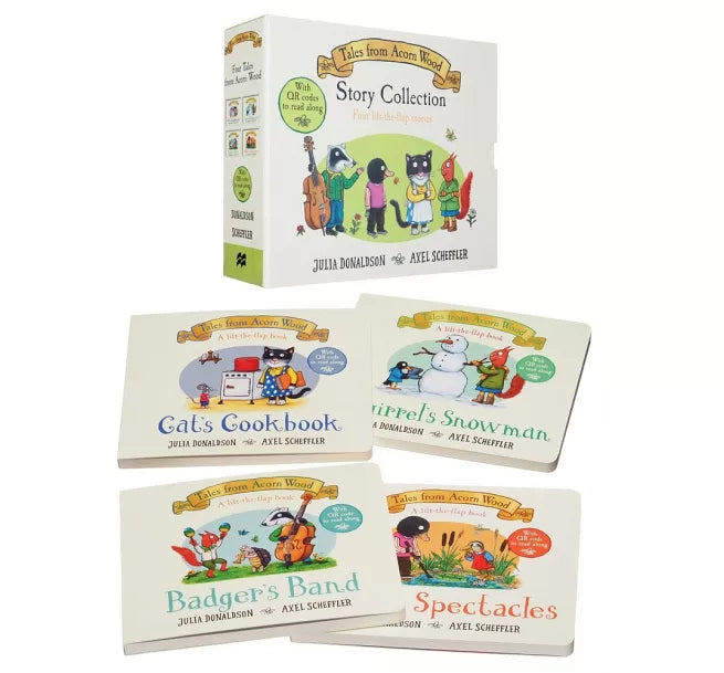 Julia Donaldson Acorn Wood 4-book with QR audio slipcase + Big Steps Box of Books 10-Book with QR Codes Slipcase