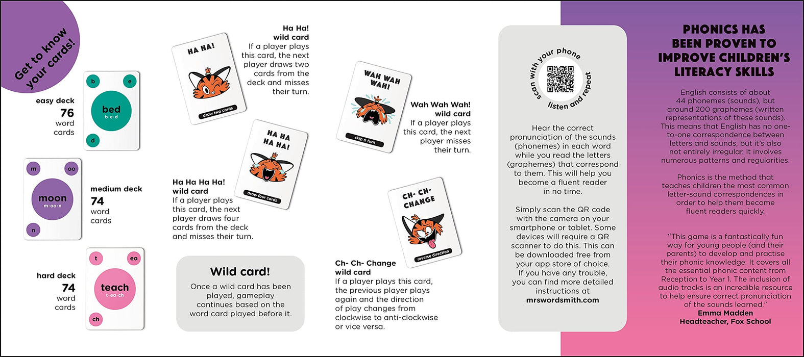 Mrs Wordsmith Phonics Blah Blah Blah Card Game Ages 4-7 (Early Years and Key Stage 1)