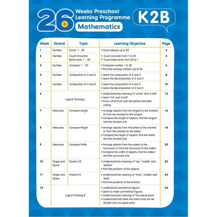 26 週學前教育系列 Mathematics K2B